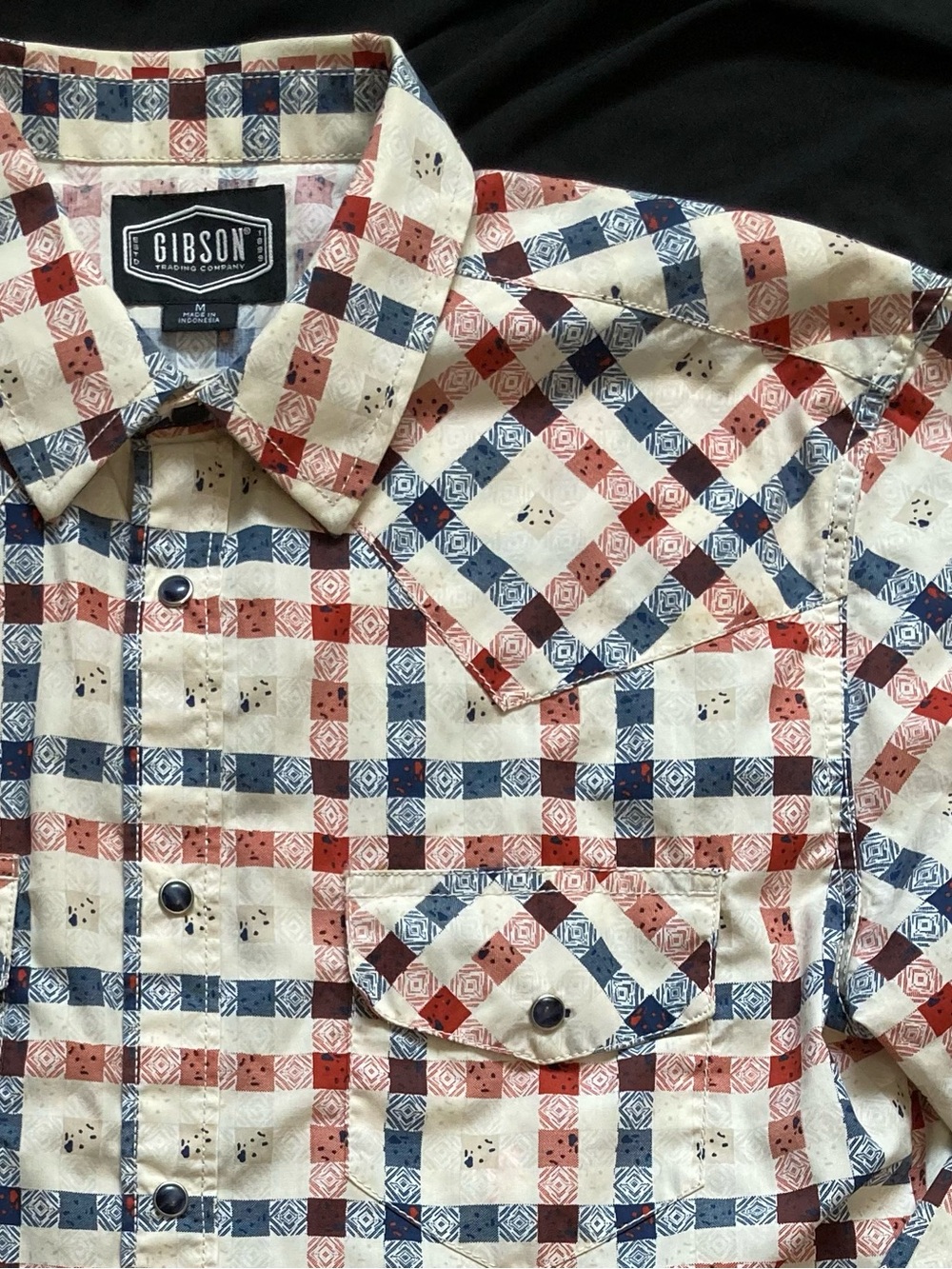 Gibson Red, Blue & Cream Geometric Plaid Button-Down Shirt